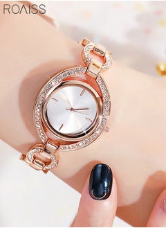 Buy Women's Alloy Strap Bracelet Watch Analog Display Oval White Dial Quartz Wristwatch with Rose Gold Band in Saudi Arabia