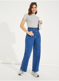 Buy Solid Straight Fit Full Length Jeans in Saudi Arabia