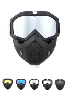 اشتري Motorcycle Helmet Goggles with Removable Face Mask, ATV Dirt Bike Motocross Eyewear Riding Offroad Goggles في السعودية