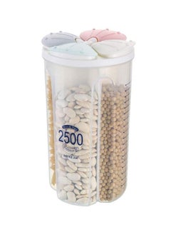 Buy 2500ML Compartment Storage Tank Airtight Food Storage Container BPA Free Plastic Cereal Dispenser With Lids And Compartments For Grain Sugar Flour Rice Nuts Snacks in Saudi Arabia