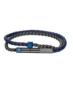 Buy POLICE - Blend Bracelet for Men Gun & Navy Leather - PEAGB0011503 in UAE