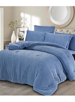 Buy comforter set from hours with a sophisticated pattern and two sides of winter velvet, 4 pieces, single size in Saudi Arabia