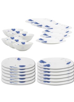 Buy Danny home Dinnerware Set 24 Piece Opalware 6 Dinner plate 6 Dessert plate 6 Soup plate 6 Bowl Dishwasher safe Microwave Safe in UAE