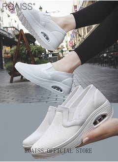 اشتري Air Cushion Shoes for Women Mesh Slip On Sneakers Fashion Tennis Breathable Walking Gym Shoes Loafers Women Air Dancing Shoes في السعودية