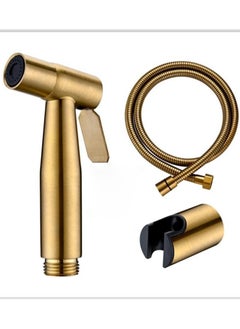 Buy Stainless Steel Brushed Bathroom Shower Bidet Spray Set with Handheld Bidet Sprayer Shattaf Cloth Diaper Toilet Sprayer (Gold) in UAE