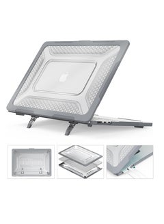 اشتري MacBook Air 15 inch Case M2 A2941 2023 Anti-Scratching Protective Case with Foldable Stand, Full Body Protection Hard Air M2 Cover- Grey في مصر
