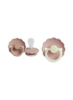 Buy Pack Of 2 Daisy Silicone Baby Pacifier 0-6M, Blush Night/Blush - Size 1 in Saudi Arabia