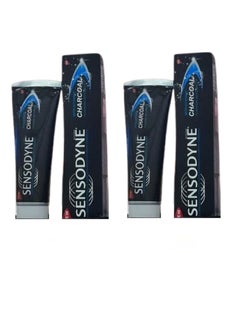 Buy 2 Piece Set Charcoal Fluoride Whitening Toothpaste 100 ml in Saudi Arabia