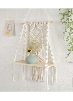 Buy Handmade Bohemian Shelves Hanging Wooden Indoor Wall Hanging Shelf, Home Storage Shelves, Wall Art Decor, Bathroom Shelf, Home Display Rack for Home Decoration in Saudi Arabia