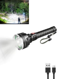 Buy Rechargeable Flashlights High Power, 5200 mah Super battery, Bright LED Flash Light with USB Cable, 4 Modes Waterproof Handheld Flashlight for Emergency, Camping,Hiking,outdoor,adventure (Black) in Saudi Arabia