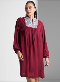 Buy High Neck Pleated Dress in Saudi Arabia