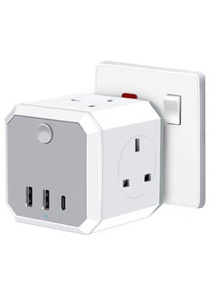 اشتري Plug Adapter 4 Way Multi Plug Extension 3 USB Cube Power Extension Adapter with USB C Port Wall MultiPlug Charger Adaptor 13A UK 3 Pin Switched Socket Power Extender for Home Office Kitchen في الامارات