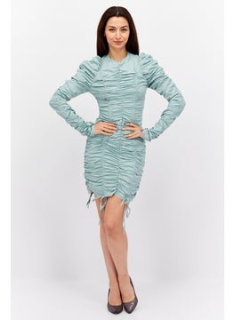 Buy Women Petite Plain Bodycon Dress, Sage in UAE