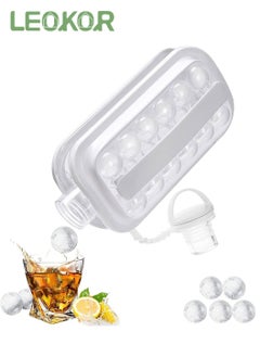 Buy Portable Ice Hockey Maker 2 in 1 Ice Cube Tray with 17 Grid Cube Molds for Coffee, Milk, Tea, Juice in Saudi Arabia