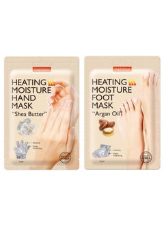 Buy 2 Sets Of Heating Moisture Hand & Foot Mask Set Shea Butter and Argan Oil Skin Treatment in UAE