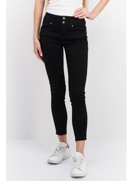 Buy Women Slim Fit Solid Stretchable Denim Jean, Black in UAE