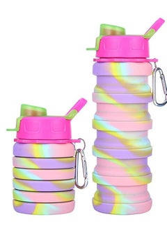 اشتري Sports Water Bottle, Collapsible Water Bottles Reuseable BPA Free Silicone Foldable Water Bottles for Outdoor Travel Camping Hiking Kids Students Girl Women, Best Gift for Travelers في الامارات