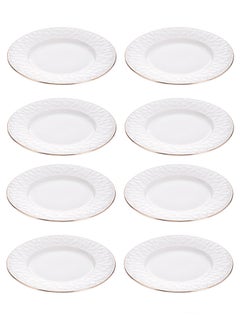 Buy 8-Piece Porcelain Dinner Plates White/Gold 7.5inch in Saudi Arabia