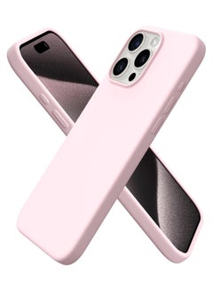 Buy Compatible with iPhone 14 Pro Max Case 6.7 Inch Slim Liquid Silicone 4 Layers Soft Gel Rubber Shockproof Protective Phone Case with Anti Scratch Microfiber Lining (Chalk Pink) in Egypt