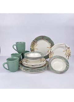 Buy Porser 16Pcs Dinner Set | Porcelain Plates, Bowls, Spoons, Dinner Plates, Mugs, | Comfortable Handling | Perfect for Family Everyday Use, and Family Get- Together, Restaurant, Banquet and More in UAE