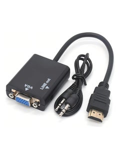 Buy HDMI to VGA HD Adapter Cable 1080P with Audio Cable-Black in Saudi Arabia