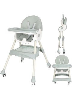 اشتري Baby High Chair, High Chairs for Babies and Toddlers,Dining Tray & Backrest & Height Adjustable, Five-Point Safety Belt, Non-Slip Foot Pad, Foldable High Chair to Save Space (green) في السعودية