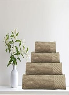 Buy Cotton Towel Model 20 Jacquard - Size: 90 cm x 150 cm - Color: Beige - Made In Egypt. in Egypt