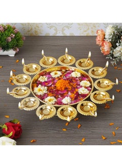 Buy Diya Shape Flower Decorative Urli Bowl For Home Handcrafted Bowl For Floating Flowers And Tea Light Candles Home, Office And Table Decor in UAE