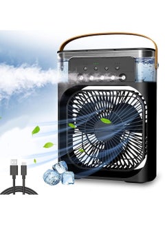 Buy "Portable Air Conditioner Fan,USB Personal Evaporative Air Cooler,Mini Humidifier Misting Fan with LED Light,3 Wind Speeds and 5 Spray Modes For Home Appliances " in UAE