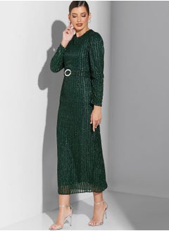 Buy Belted Shimmer Dress in UAE