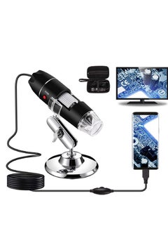 Buy USB Digital Microscope 40X to 1000X, 8 LED Magnification Endoscope Camera with Carrying Case & Metal Stand, Compatible for Android Windows 7 8 10 11 Linux Mac in UAE