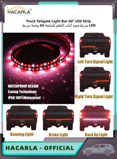 Buy Truck Tailgate Light Bar 60 Inch LED Strip with Red Running Brake White Reverse Red Turning Signals Lights Car Truck Accessories IP67 Waterproof Single Row in Saudi Arabia