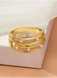 Buy Elegant Gold Plated Cubic Zirconia Ring For Women Size 6 in Saudi Arabia