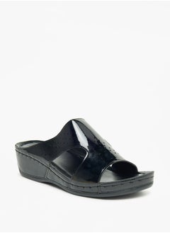 Buy Solid Slip-On Sandals with Wedge Heels in Saudi Arabia