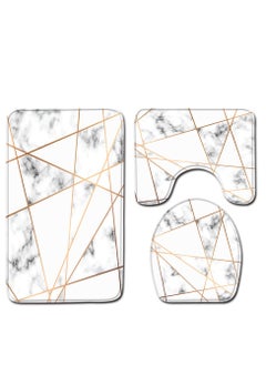 Buy 3-Piece Marble Pattern Bath Mat Accessory Set in UAE