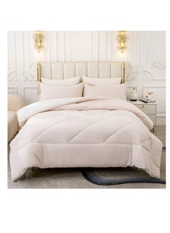 Buy Lightweight Comforter Set 4-Pcs Single Size Solid Bedding Comforter Sets With Plain Diamond Quilting And Down Alternative Filling, Ivory in Saudi Arabia