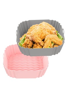 Buy Silicone Air Fryer Liners | Air Fryer Silicone Pot [NEW-UPGRADED] | Food-Grade Reusable Air Fryer Accessories for Replacing Parchment Liner Paper,8 inch (Grey & Pink) in Saudi Arabia