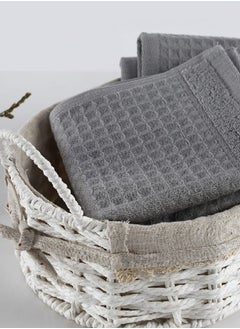 اشتري Spa Waffle Terry Reversible Face Towel, Grey - 500 GSM, 30x30 cm في الامارات