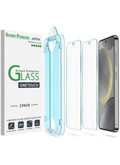 Buy amFilm 2 Pack OneTouch Tempered Glass Screen Protector for Samsung Galaxy S24 5G, 9H Hardness with Easy Installation Kit in Egypt