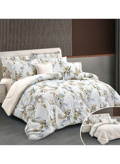 Buy Hours comforter set with soft silky fabric two sides floral print 4 pieces single size in Saudi Arabia