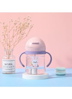 Buy Baby Sippy Cup with Weighted Straw with Handle 250ml Pink in UAE
