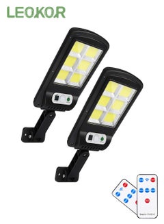 اشتري 2 Pack LED Solar Street Lights Outdoor Remote Control Solar Wireless Ip65 Motion Sensor Solar Security Wall Light with 3 Modes في السعودية