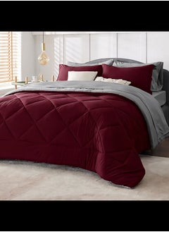 Buy Cotton - Reversible Heavy Comforter -2.8Kgs - Down Alternative Filling - (For Matress 100cm/120cm) - Size (180cm x 240cm) - Burgundy x Dark Grey in Egypt