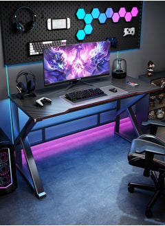 اشتري K Shaped Gaming Desk Office Computer Table PC Computer Desk Gamer Home Office Computer Table Stable Desk Suitable For E-sports Black 120x74x60cm في السعودية