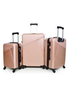 Buy WAVES Hard-Side Luggage Set for Unisex Lightweight 4 Double Wheeled Suitcase with Built-In Type Lock (Set of 3 Pcs,ROSE GOLD) in Saudi Arabia