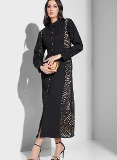 Buy Broidered Button Detail Dress in UAE