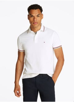 Buy Men's Tipped Slim Fit Polo Shirt - Cotton, White in UAE