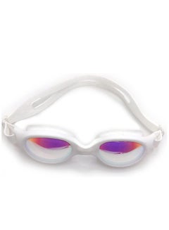 اشتري نظارة سباحة سليكون S5610 المضادة للضباب مع عدسات عاكسة بالعلبة وسدادات الأذن، أبيض في مصر