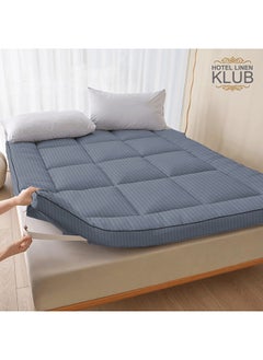 Buy Hotel Linen Klub Mattress Topper 85GSM Microfiber Stripe Super Soft Fabric 500GSM Soft Firm and Extra Thick Fibersheet and Highly Elastic Bands in UAE