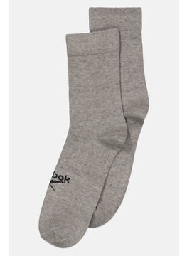 اشتري Men 1 Pair Brand Logo Mid Crew Sock, Grey في الامارات